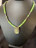 Navajo Green Gaspeite Turquoise Pendant | Sterling Silver | Authentic Native American Handmade | 12345