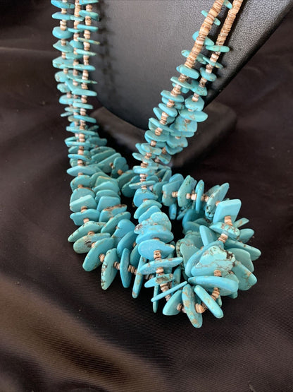 Native American Santo Domingo Shell Chip Turquoise Necklace | 32" | Authentic Handmade | 11995