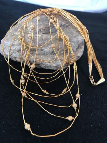 Gold Filled Beads Liquid Heishi 10 Strand Tube Necklace | Graduated | 3694