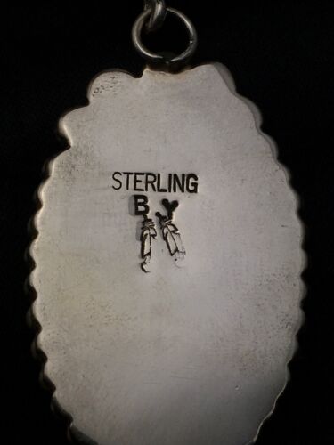 Navajo Orange Spiny Oyster Pendant Necklace | Sterling Silver | Authentic Native American Handmade | 8687