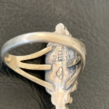 Women's Adjustable Navajo Denim Lapis Ring | Sterling Silver | Sz 5 | Authentic Native American Handmade | 12452