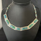 Native American Women's Blue Opal Navajo Necklace | Sterling Silver Inlay Pendant | 14649