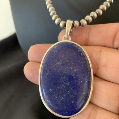 Native American Navajo Blue Lapis Pendant Necklace | Sterling Silver | Authentic Handmade | 11717