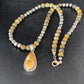 Men's Navajo Pearls Necklace | Gold Bumblebee Jasper Pendant | Sterling Silver | Native American Handmade | 13811