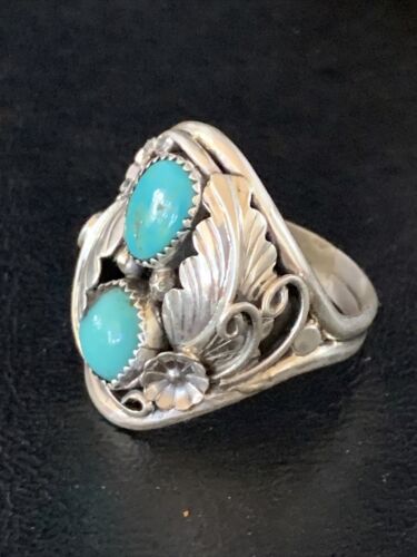 Navajo Kingman Turquoise Multi-Stone Ring | Authentic Native American Sterling Silver | Sz 11.5 | 14174