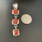 Navajo Red Coral Multi-Stone Pendant Necklace | Authentic Native American Sterling Silver | Multi-Stone | 13242
