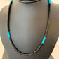 Navajo Blue Turquoise Heishi Onyx Necklace | Sterling Silver | Authentic Native American Handmade | 19" | 8823