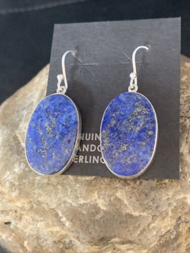 Native American Blue Lapis Lazuli Dangle Drop Earrings | Sterling Silver | 1" | 14090 - Masha USA