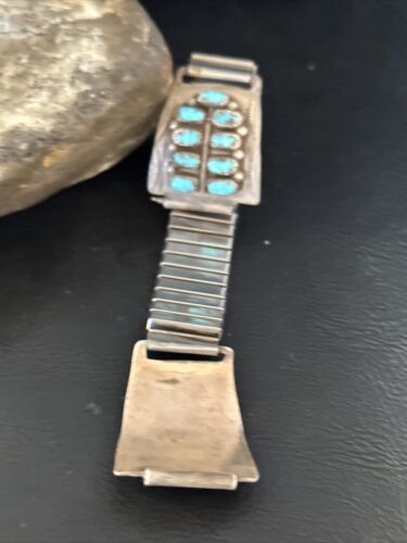 Authentic Navajo Men's Blue Turquoise Wristwatch | Sterling Silver Tips | Native American Jewelry | 14758 - Masha USA