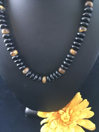 Native American Men's Navajo Black Onyx Necklace | Sterling Silver | 17" | 10005