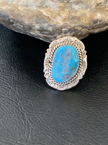 Southwestern Navajo Blue Kingman Turquoise Ring | Sterling Silver | Sz 7 | 12208