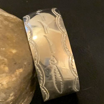 Navajo Sterling Silver Stamped Cuff Bracelet | Authentic Native American Handmade | 12823