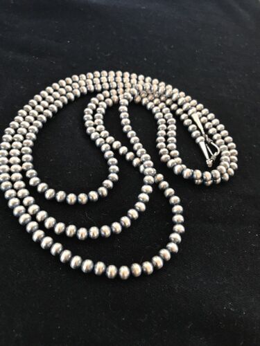 Navajo Pearls Sterling Silver Bead Necklace | 6mm | 51" Length | Native American | 90651