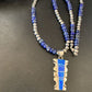 Navajo Pearls Necklace with Blue Lapis Opal Inlay Pendant | Sterling Silver | Authentic Native American Handmade | 11632
