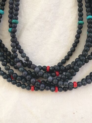 Navajo Navy Blue Dumortierite Turquoise Necklace | Sterling Silver | Authentic Native American Handmade | 11499