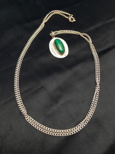 Navajo Green Malachite Pendant Necklace | Sterling Silver | Authentic Native American Handmade | 18" | 8953