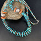 Navajo Natural Turquoise & Spiny Oyster Necklace | Sterling Silver | Authentic Native American | 25" | 13493