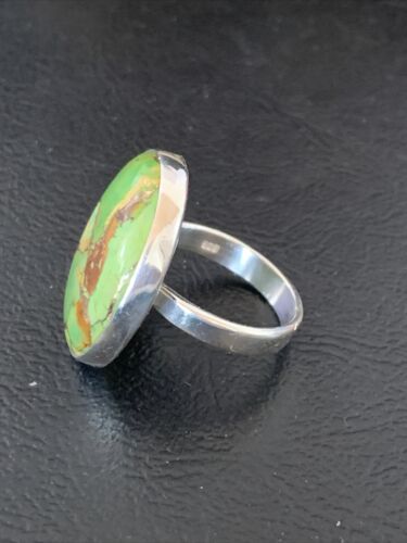 Adjustable Navajo Green Mojave Turquoise Ring | Sterling Silver | Sz 8 | 11789