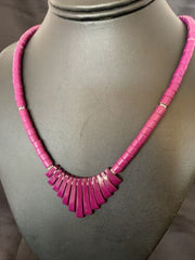 Navajo Purple Sugilite Heishi Necklace | Sterling Silver Tube Fan | 20" | Authentic Native American Handmade | 10472