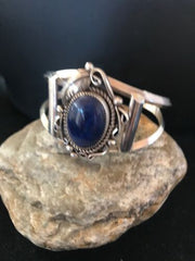 Native American Navajo Lapis Bracelet | Sterling Silver | J Platero | 8039