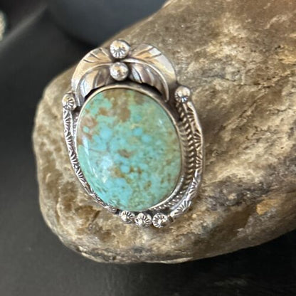 Southwestern Navajo Blue Turquoise #8 Rings | Sterling Silver | Sz 9 | 14286