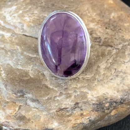 Southwestern Purple Amethyst Ring | Sterling Silver | Sz 8 | 12942
