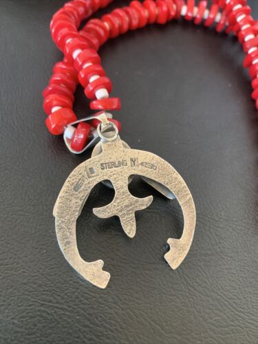 Navajo White Buffalo Turquoise Coral Naja Pendant | Sterling Silver | Authentic Native American Handmade | 10253