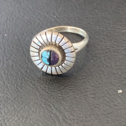 Native American Women's Navajo Blue Turquoise Sugilite Inlay Ring | Sz 5.5 | 11176