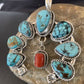 Navajo Coral Spiderweb Turquoise Pendant | Authentic Native American Sterling Silver | Naja | 02226