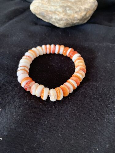 Native American Navajo Orange Spiny Oyster Bracelet | Sterling Silver | Authentic Handmade | 1086