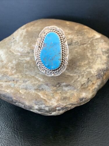 Southwestern Navajo Blue Kingman Turquoise Ring | Sterling Silver | Sz 7 | 12207