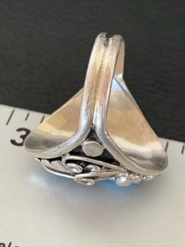 Navajo Blue Kingman Turquoise Feather Ring | Authentic Native American Sterling Silver | Multi-Stone | Sz 11.5 | 12222