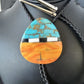 Men's Santo Domingo Bolo Tie | Turquoise Spiny Oyster | Sterling Silver Tips | Native American Handmade | 14632