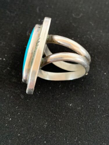 Navajo Kingman Turquoise Old Pawn Ring | Sterling Silver | Sz 4.5 | Authentic Native American Handmade | 4020