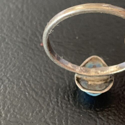 Men's Larimar Navajo Ring | Sterling Silver | Sz 8 | Authentic Native American Handmade | 13169