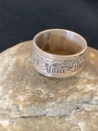 Native American Navajo Pueblo Ring | Stamped Sterling Silver | Sz 9.5 | 11981