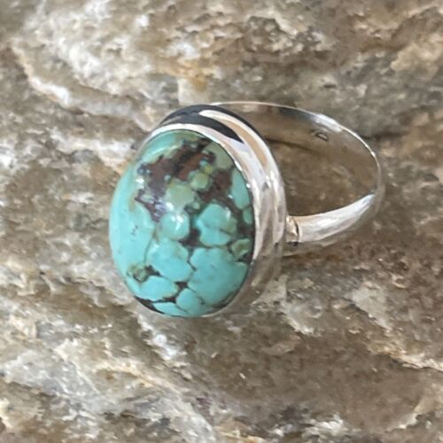 Navajo Spiderweb Blue Turquoise Ring | Sterling Silver | Sz 6.5 | Authentic Native American Handmade | 11439