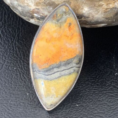Navajo Bumble Bee Jasper Ring | Sterling Silver | Sz 8 Adjustable | Authentic Native American Handmade | 11537