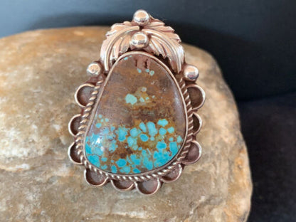 Native American Navajo Blue Turquoise #8 Ring | Sterling Silver | Sz 9.5 | 547