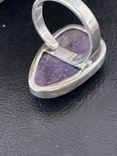 Men's Navajo Purple Charoite Ring | Sterling Silver | Sz 8 Adjustable | Authentic Native American Handmade | 10574