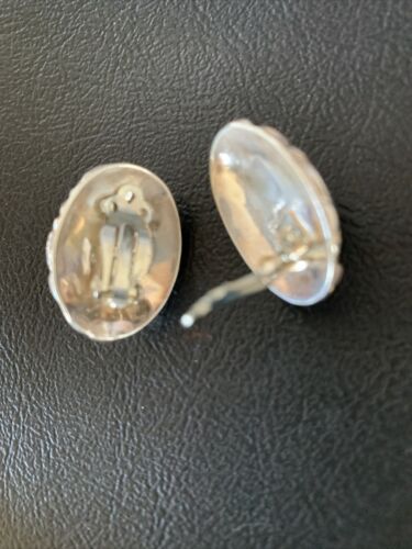 Navajo Clip-On Earrings Women's Nugget Sterling Silver Blue Turquoise 13373