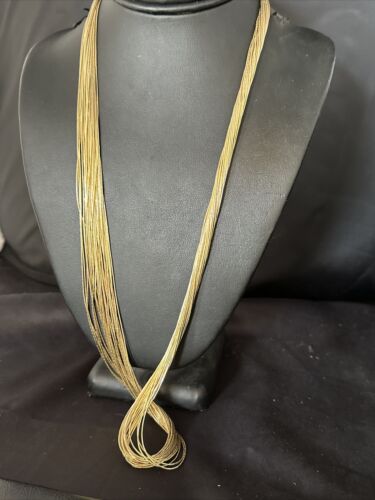 Southwestern Liquid Gold Heishi Necklace | 30 Strands | Sterling Silver Tubes | 30" | 14711