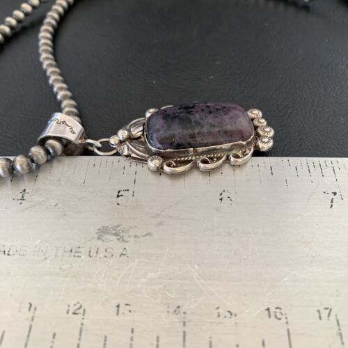 Navajo Pearls Purple Sugilite Necklace Pendant | Sterling Silver | Authentic Native American Handmade | 10912