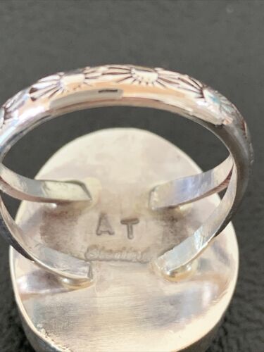 Native American Men's Navajo White Buffalo Turquoise Ring | Sterling Silver | Sz 8 | 1824