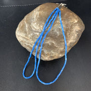 Handmade Silver Heishi Beads Blue Denim Lapis Earrings | Sterling Silver | 5" | 13505