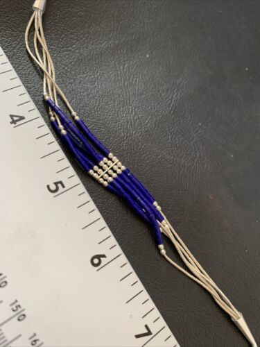 Stabilized Lapis Heishi Bracelet | 5-Strand Sterling Liquid Silver | 7.25" | 12639