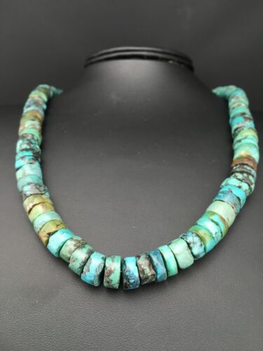 Southwestern Turquoise Heishi Bead Necklace | Sterling Silver | 10mm | 20" | 1152