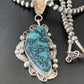 Men's Navajo Blue Spiderweb Turquoise Pendant Necklace | Sterling Silver | Authentic Native American Handmade | 10661