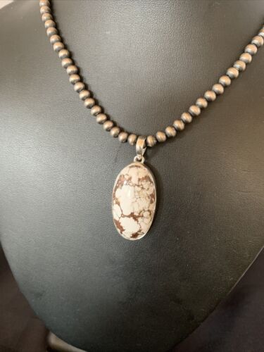 Men's Navajo Wild Horse Turquoise Necklace Pendant | Sterling Silver | Authentic Native American Handmade | 12817