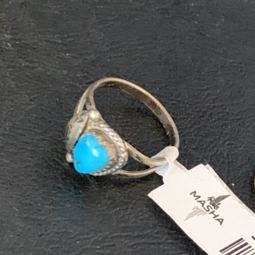 Navajo Blue Turquoise Ring | Sterling Silver | Sz 6.5 | Authentic Native American Handmade | 10782